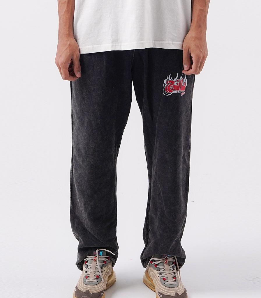 Relaxed Flame Sweatpants - Washed Black